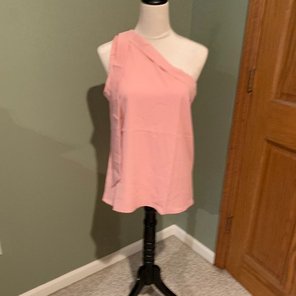 LIGHT WEIGHT PEACH ONE SHOULDER BLOUSE SIZE M  #286 - Picture 1 of 1